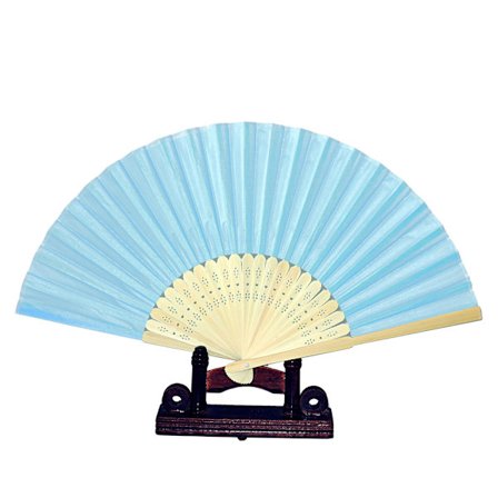 Vifte - Ensfarget himmelblå chiffong med trebunn
