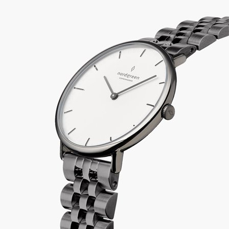 Nordgreen Women's Slim Dress Watch - Silver Case - White Dial - Stainless Steel Watch Strap Native White Dial