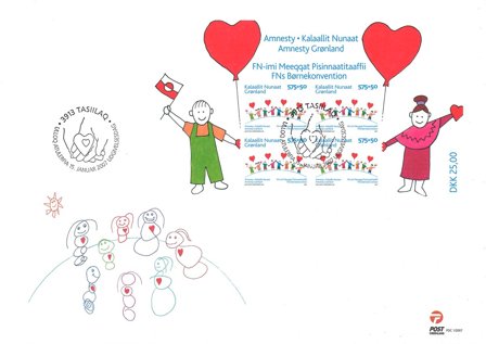 Grønland - Amnesty - Førstedagskuvert miniark