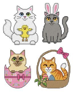 Plastic Canvas Kissat 4 kpl -Orchidea