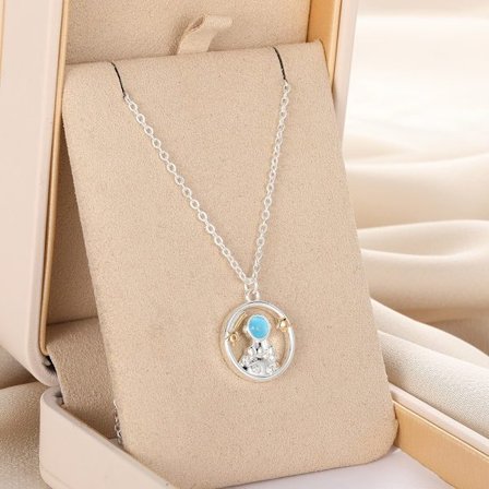 Flyg- och rymdsmycken Yttre rymden Månstjärna Flerfärgat stenhalsband Astronaut Exploreing Planet Hängsmycke Kvinnor Barn