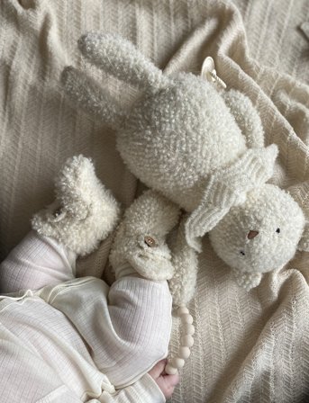 Smallstuff Booties Bouclé Merino Wool - Cream - 92-98