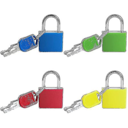 4 st Minihänglås med nyckel, 4 färger, för skolväska