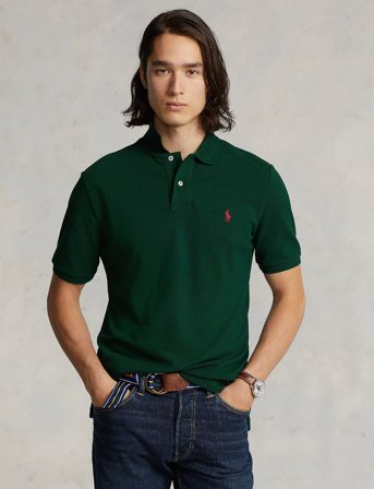 Polo Ralph Lauren Slim Fit Mesh Polo Shirt - Green - M