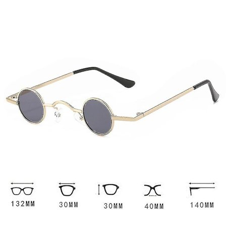 Retro Metall Mini Runde Innfattede Solbriller Hip Hop Briller Morsomme Solbriller