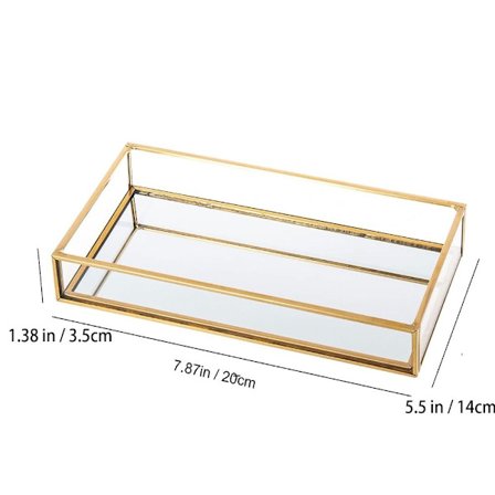 Dekorativ Bakke Rektangel Spejl Dekorativ Bakke Guldkantet