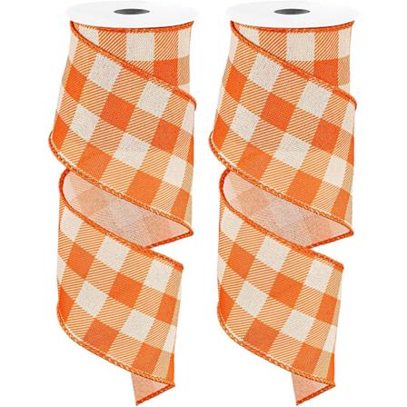1 Rullar Fall Buffalo Trådkantad 2,5 Tums Farmhouse Hantverksband f 10 Yards orange,white