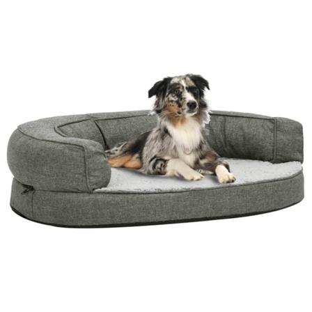 Ergonomisk Hundmadrass 75x53 Cm Linnelook Fleece Grå Grå
