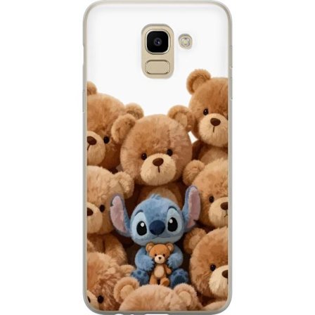 Kompatibel Mobilcover til Samsung Samsung Galaxy J6 Sød og sikker illustration med Stitch omgivet af bamser, der skaber en varm og legende følelse f