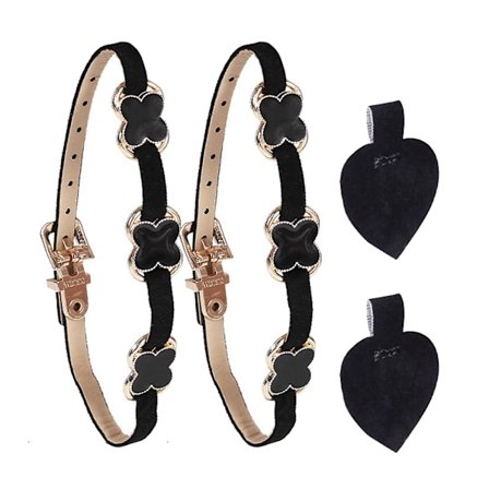 Skostroppe til at holde løse højhælede sko Dekoration Aftagelige ankelstropper Ruskind Sort