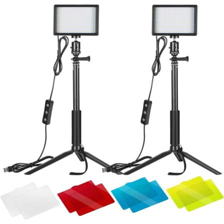 2 stk. Dimmbare 5600k USB LED Videolys med Justerbar Tri, ZQKLA