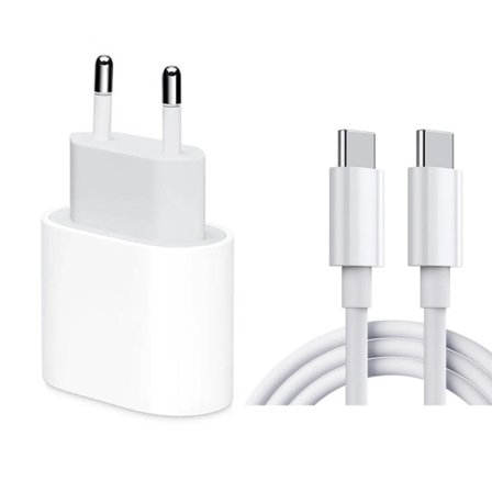 USB-C Hurtiglader 20W Adapter med 2m Kabel - Hurtiglade Veggadapter for iPhone, Hvit