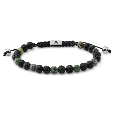 Sanatio | Pulsera de piedra de lava y turquesa africana de 6 mm para hombres - Pulseras de perlas