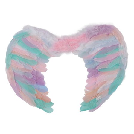 Farverige englevinger, lette og udsøgte kunstige fjer, englevinger til Halloween-fest, fotorekvisitter, medium