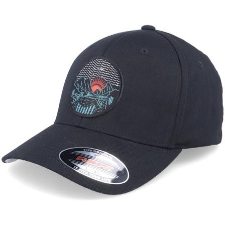 Wild Spirit - Mountain Valley Sunset Black Flexfit Flexfit Black Cap - @ Hatstore