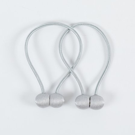 2 kpl magneettisia verhoklipsuja - Vaaleanharmaa punottu verhoklipsu