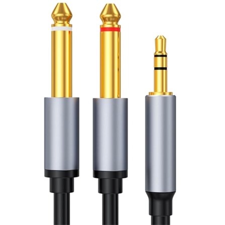 3,5 mm TRS till Dual 6,35 mm TS-kabel, Mono Stereo Y Splitter-kablar, Hane till Hane-kontakt Ljudkabel, 1/8" till 1/4" Ljudkabeladapter