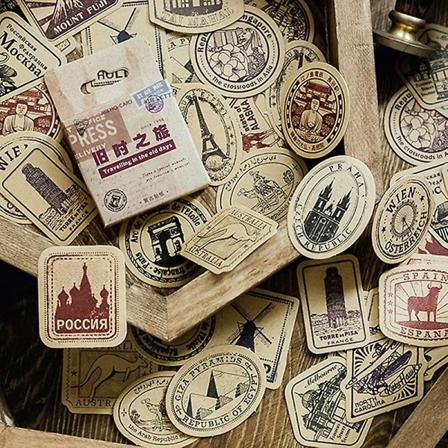 46 stk/boks Vintage Reise-dagbok-klistremerker Papiretiketter Gaver Emballasjedekor