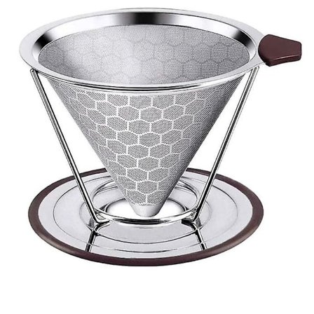 2 kappaletta korkean tarkkuuden pysyvä kahvisuodatin, elintarvikelaatuinen 304 ruostumaton teräs, uudelleenkäytettävä, jossa on kaksoisruostumaton 