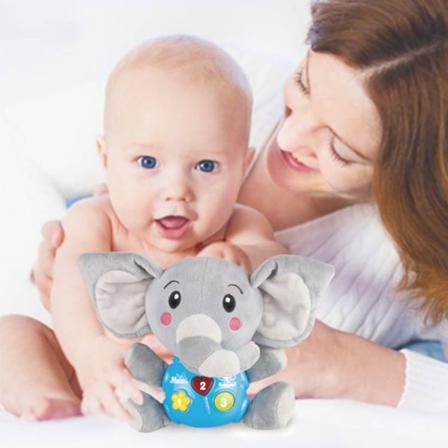 1 St Plysch Elefant Musikaliska Leksaker =, Söt Pälsdjur Ljus
