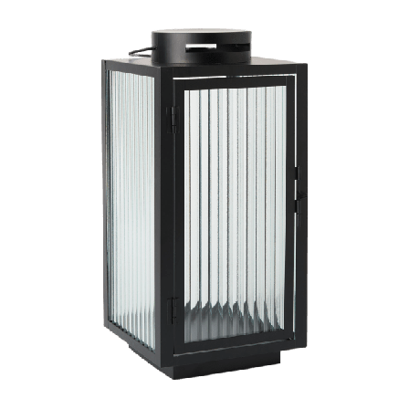 Åhléns Home Ljuslykta med randat glas 34 cm Dekoration Svart ONESIZE