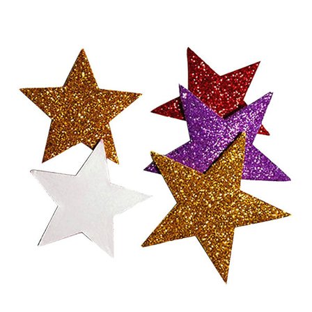 210 stjärnformade klistermärken i skumgummi för barnrumsdekoration, glitterväggklistermärken för rum och sovrum (5,5 x 5,5 cm, som bilderna visar)