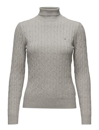 Stretch Cotton Cable Turtle Neck Turtleneck Rullekravetrøje Grå GANT