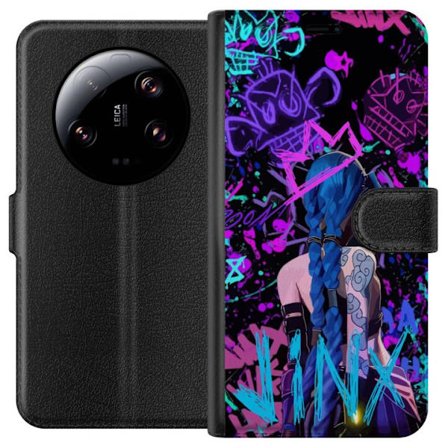 Yhteensopiva Lompakkokotelo Xiaomi Xiaomi 13 Ultra Värikäs graffitipiirustus, jossa on sinipäinen hahmo urbaanissa katutaidetyylissä