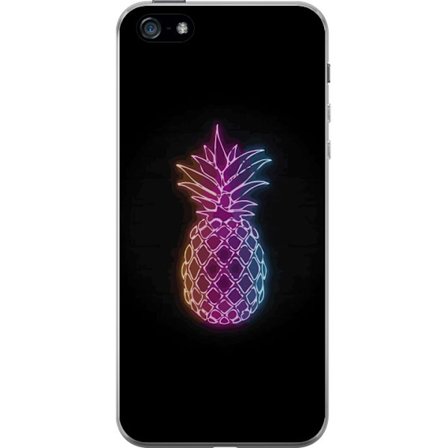Kompatibel Mobilcover til Apple Apple iPhone 5 Neon illustration af ananas i farverigt lys mod sort baggrund
