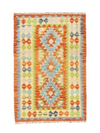 89X131 Alfombra Kilim Afghan Old Style Oriental Naranja/Amarillo (Lana, Afganistán) Carpetvista