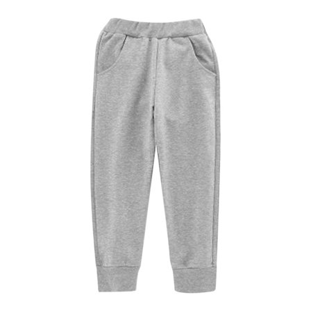 Lasten fleece collegehousut, joustava vyötärö, pehmeä puuvilla, lämpimät talvihousut ulkoiluun, harmaa