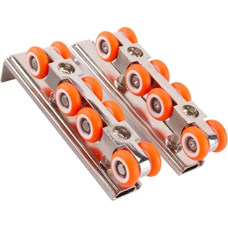 Skydedørsruller, døruller i zinklegering, skydedørsruller med skinne, egnet til skydedøre og trædøre, 2 stk.