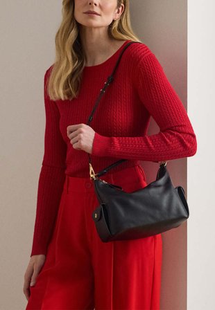 Lauren Ralph Nappa Leather Small Blaike Shoulder Bag Handväskor Dam Svart ONESIZE