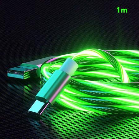 LED-valolla hehkuvat 5A pikalatauskaapelit iPhone Redmi -puhelimeen - Perfet green 1m