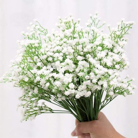 Hvit kunstig blomst 5 stk kunstig gypsophila plast F