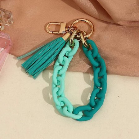 Kraftig kedjelänk handledsnyckelring i akryl armband nyckelring kedja söt boho modern bil