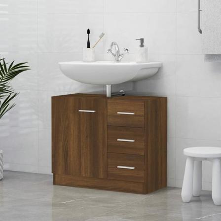 Vidaxl Handfatsskåp Brun Ek 63x30x54 Cm Konstruerat Trä Brun