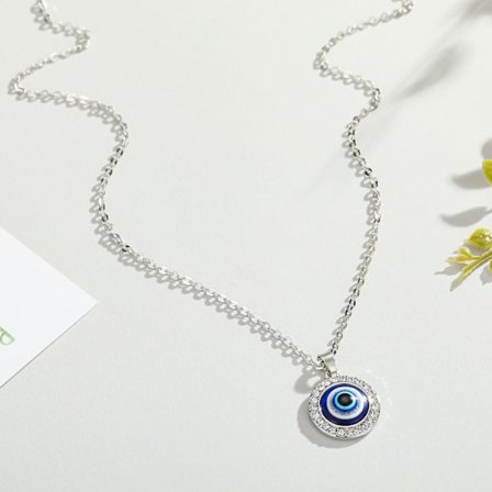 Evil eye - necklace with rhinestones, silver and gold protect nazar