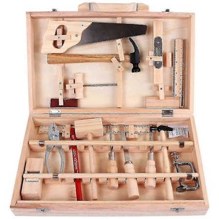 Reparasjonsboks Snekkerarbeid Treverktøykasse Gutt Leke Late Som Ty