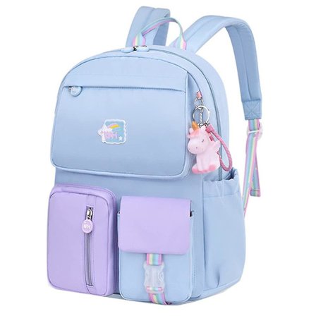Ergonomisk Rygsæk Grundskole Taske Til Piger I Alderen 6-12 År Børne Rygsæk - Ideel Fødselsdagsgave Til Piger Datter Børnebørn Niece Blå Lilla