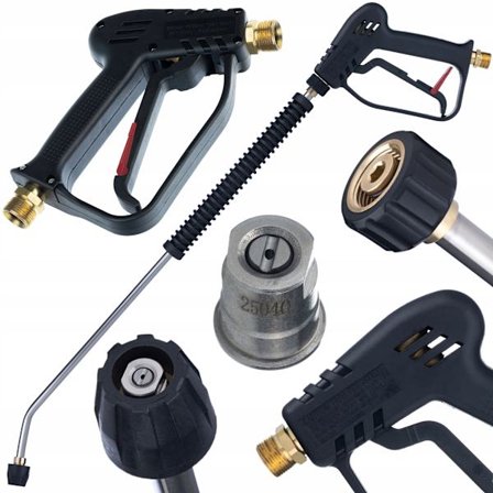 Proff Vaskepistol med Lanser og Staldyse M22X1,5 – Flatstraale | Forsterket Skaft | Kompatibel med Karcher HD, HDS