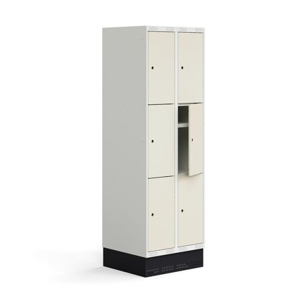 Skab til skoleelever ROZ, 2 moduler, 6 døre, inkl. bund, 1890x600x550 mm, beige