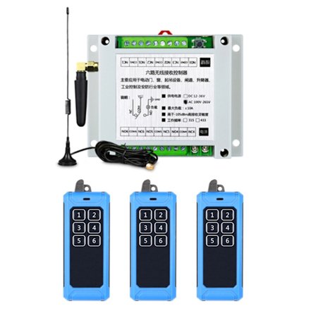 433Mhz trådlös switch AC85V 6CH relämottagaremodul + 6-knapps RF-fjärrkontrollsändare för garage
