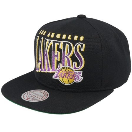 Mitchell & Ness - NBA Svart snapback Keps - Los Angeles Lakers Line Work Black Snapback @ Hatstore