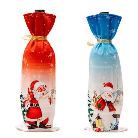 Jul Vinflaska Omslag, Återanvändbara Vinflaska Väskor för Jul Bröllop Heminredning