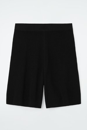 COS Frauen Bermudashorts Aus Rippstrick in Schwarz
