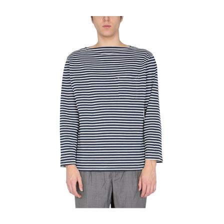 Engineered Garments, Striped Pattern T-Shirt Wit, Heren, Maat:L