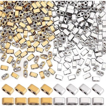 356 stk. Halve Tila-perler 4,5x2 mm Syntetisk Hematitt Flat Håndverksperle 2 Hullsperle Frostet Japansk Løs Avstandsperle for DIY Stabelbare Smykker 