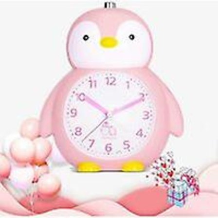 Vekkerklokke for barn, Pingvin nattlys Snooze Kraftig batteridrevet vekkerklokke, Musikk og akkordringetoner, Stille ikke-tikkende vekkerklokke for