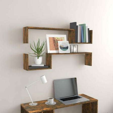 Vidaxl Vägghyllor 2 St Rökfärgad Ek 100x15x20 Cm Konstruerat Trä Brun